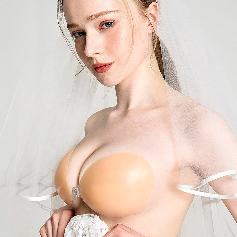 Invisible Reusable Self-Adhesive Silicone Bra with Push-up Centre Locking