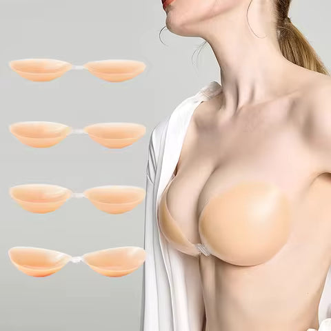 Invisible Reusable Self-Adhesive Silicone Bra with Push-up Centre Locking