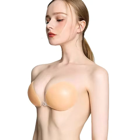 Invisible Reusable Self-Adhesive Silicone Bra with Push-up Centre Locking
