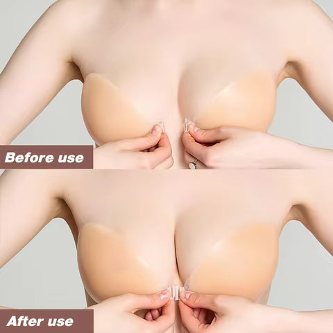 Invisible Reusable Self-Adhesive Silicone Bra with Push-up Centre Locking